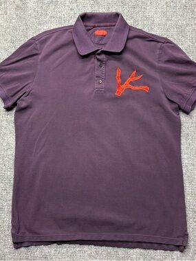 ISAIA Napoli Polo Mens M Purple Embroidered Logo Made In Italy Cotton